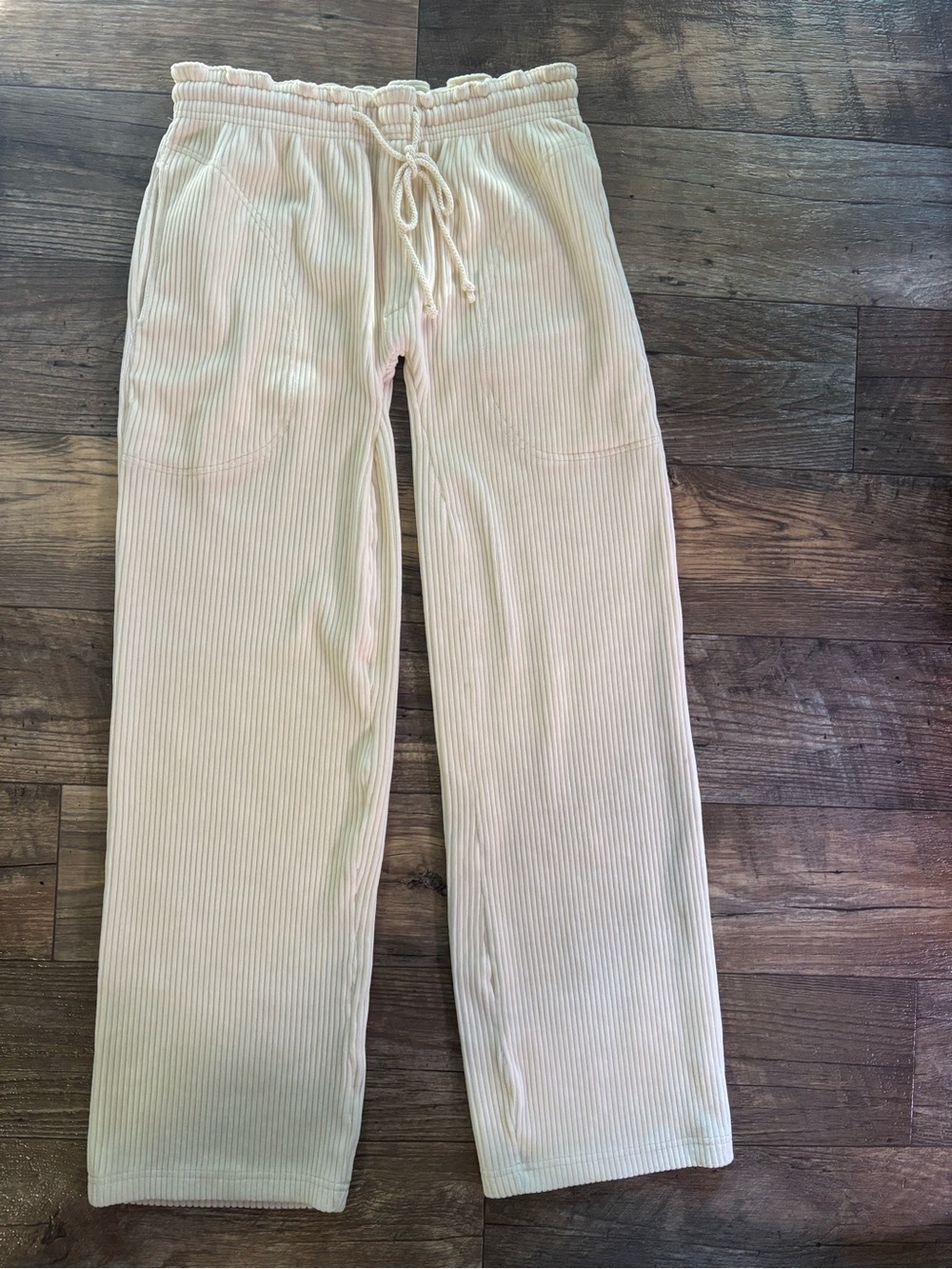 Madewell Texture & Thread Velour Corduroy Pants Cream Low Rise Wide Leg S